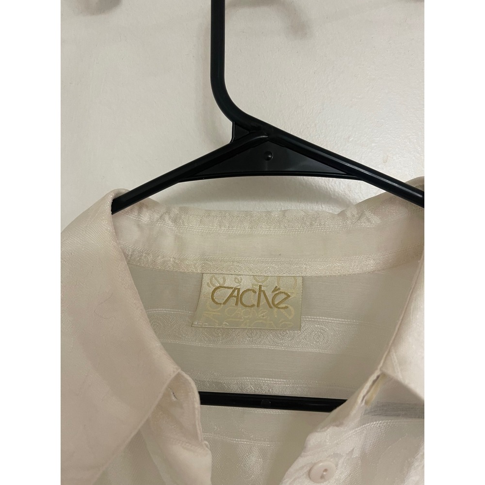 Vintage Y2K Cache Button Up Blouse White Business Office Siren Citygirl Chic - Picture 2 of 6